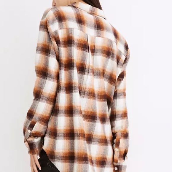 Madewell Flannel Side Button Ex Boyfriend Shirt - Picture 4 of 14